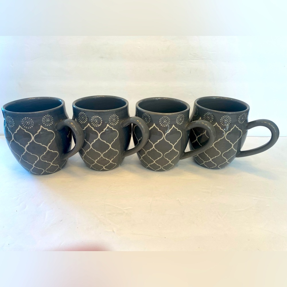 Set Of 4 Baum Brothers Mircrowave Safe Large Moroccan Mugs